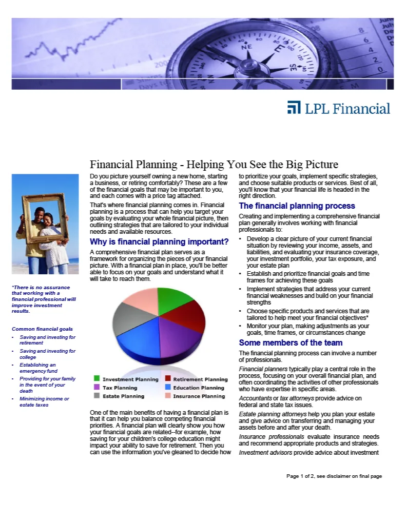 Financial Planning - Helping You See the Big Picture - 1