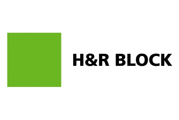 H&R Block logo with green square and black text on white background