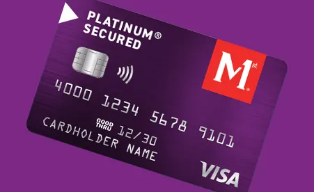 Visa Platinum Secured card on purple background
