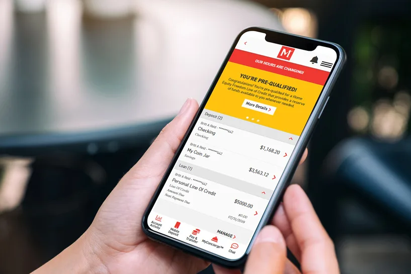 Digital banking app on phone