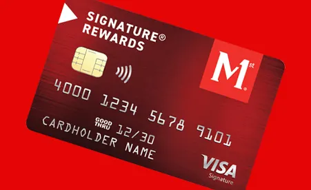 Visa Signature Rewards card on red background