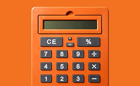 Orange calculator on orange background