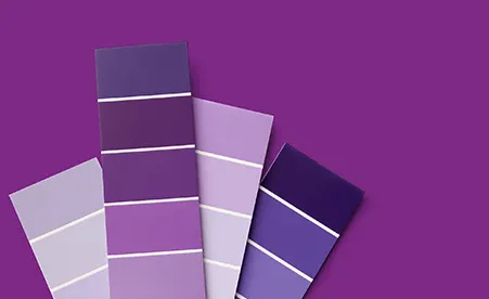 Shades of purple paint swatches on purple background