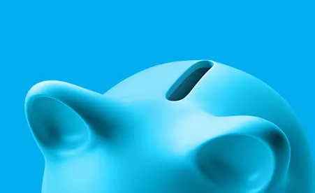 Piggy Bank on blue background