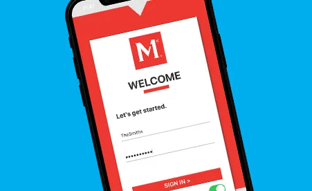 Members 1st digital app on phone blue background
