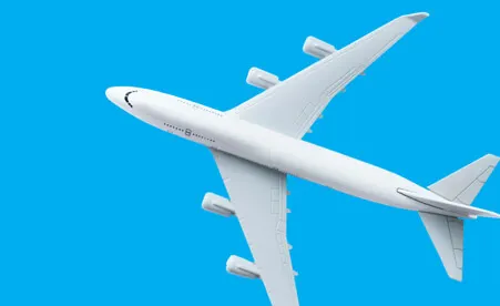 Airplane on blue background