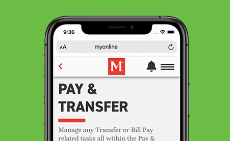 Pay & Transfer on Phone on green background