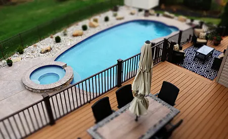 Deck overlooking pool