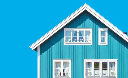 Blue house on blue background