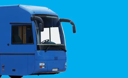 Front of RV on blue background