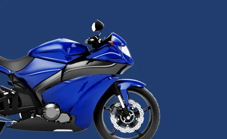 Blue motorcycle on navy background