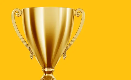 Trophy on yellow background