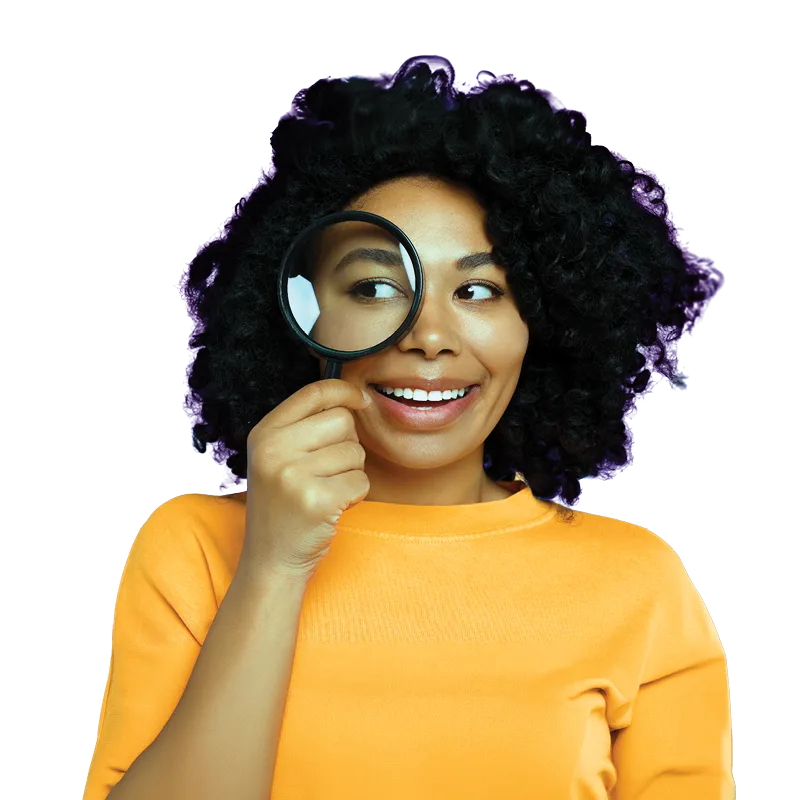 Women with Magnifying Glass