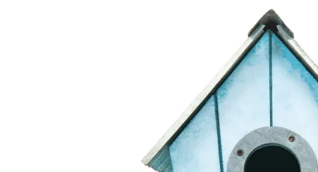 light blue birdhouse