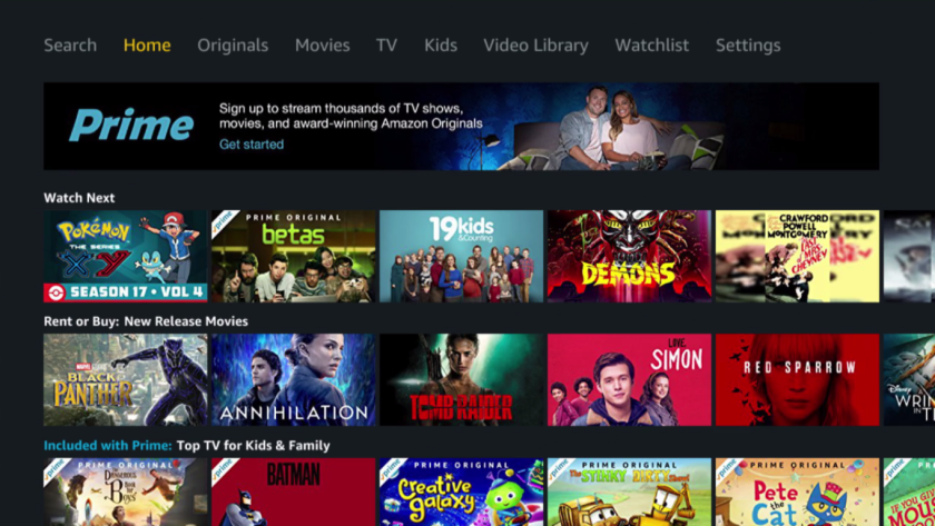 Amazon Video Player home page