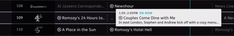 Programme synopsis in the guide for Couples Come Dine With Me, showing On Now.