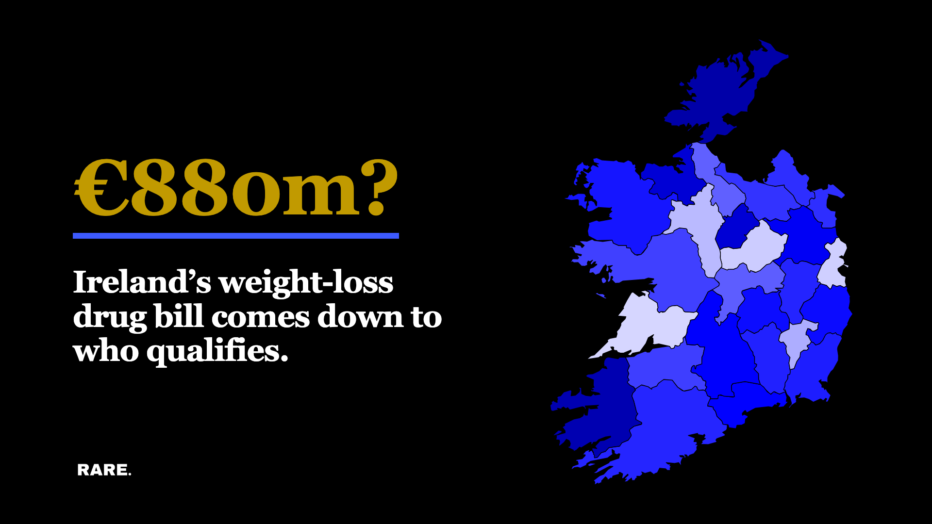 Editorial illustration of the Republic of Ireland and a funding access pathway for weight-loss treatment. No drug brands or…