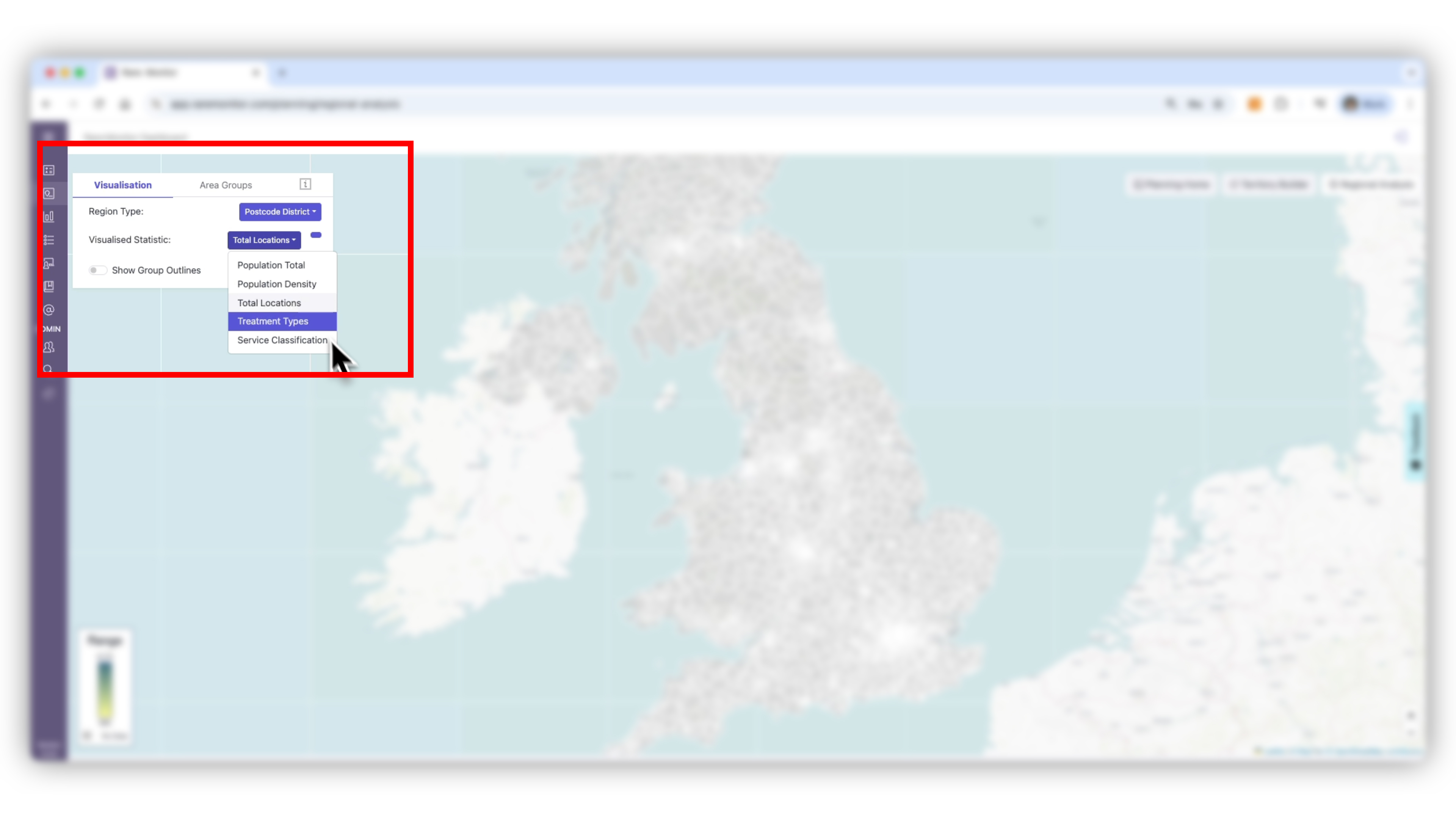 Screenshot from the Rare.Monitor how-to guide for Regional Analysis, illustrating "Explore Regional Data".