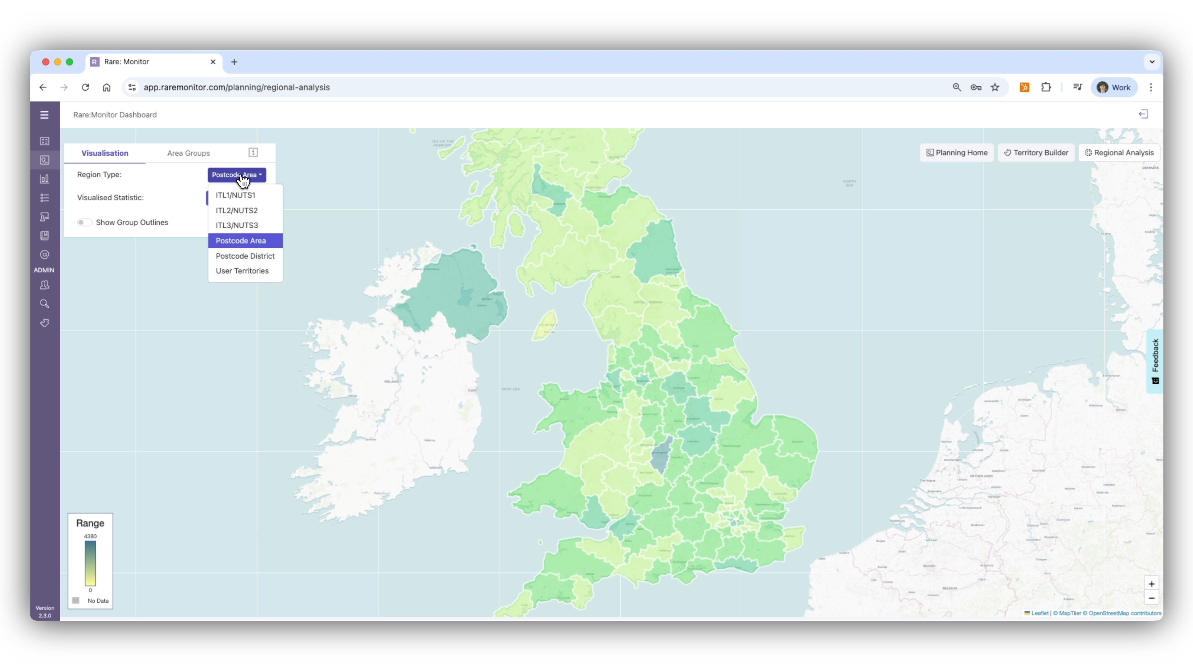 First-step screenshot from the Regional Analysis lesson, showing the relevant area of Rare.Monitor.