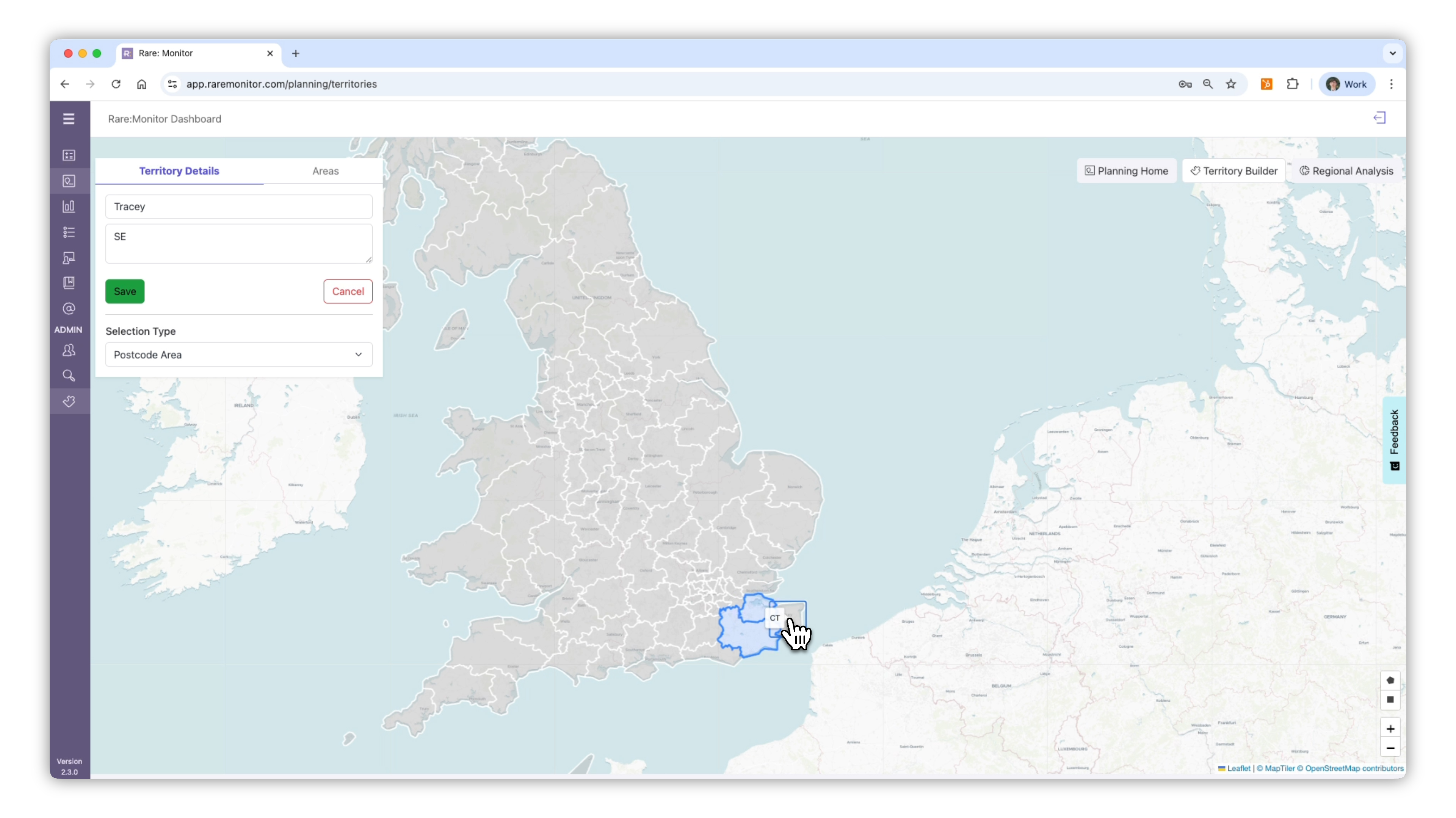 Screenshot from the Rare.Monitor how-to guide for Territory Building & Mapping, illustrating "Create a New Territory".