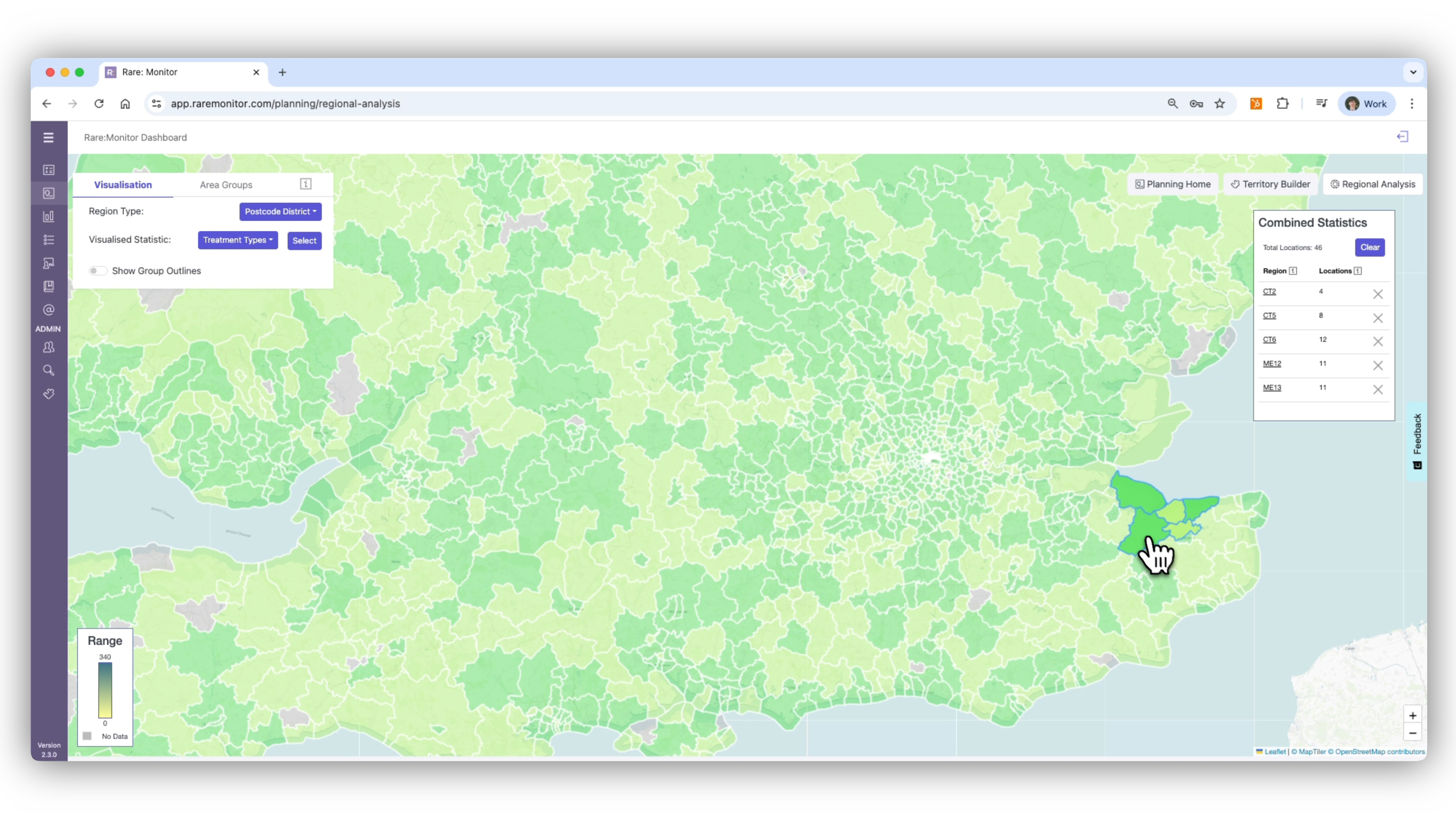 Screenshot from the Rare.Monitor how-to guide for Regional Analysis, illustrating "Drill Down to Local Detail".