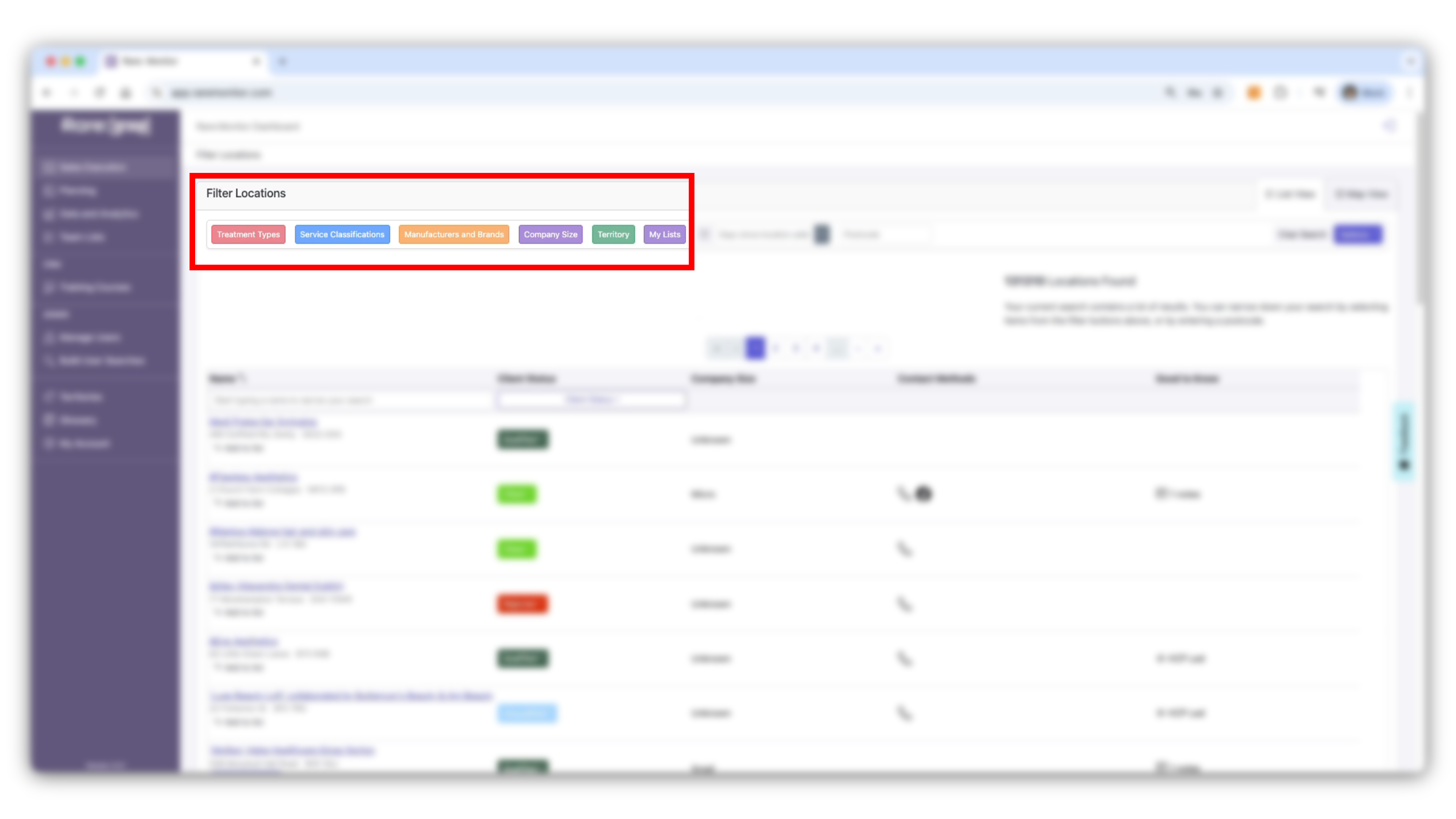 First-step screenshot from the Using Filters lesson, showing the relevant area of Rare.Monitor.