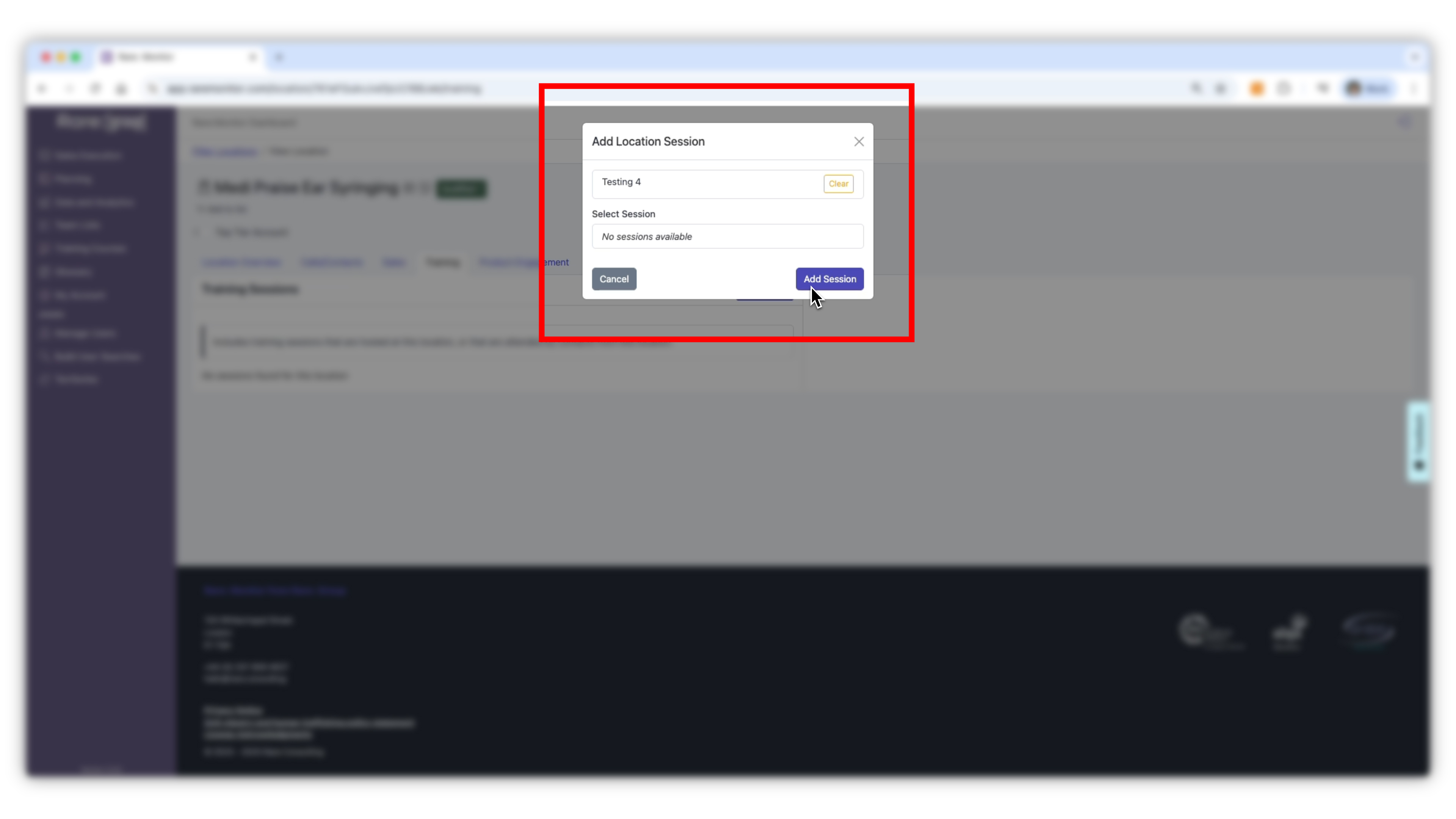 Screenshot from the Rare.Monitor how-to guide for Managing and Recording CRM Records, illustrating "Record Training".