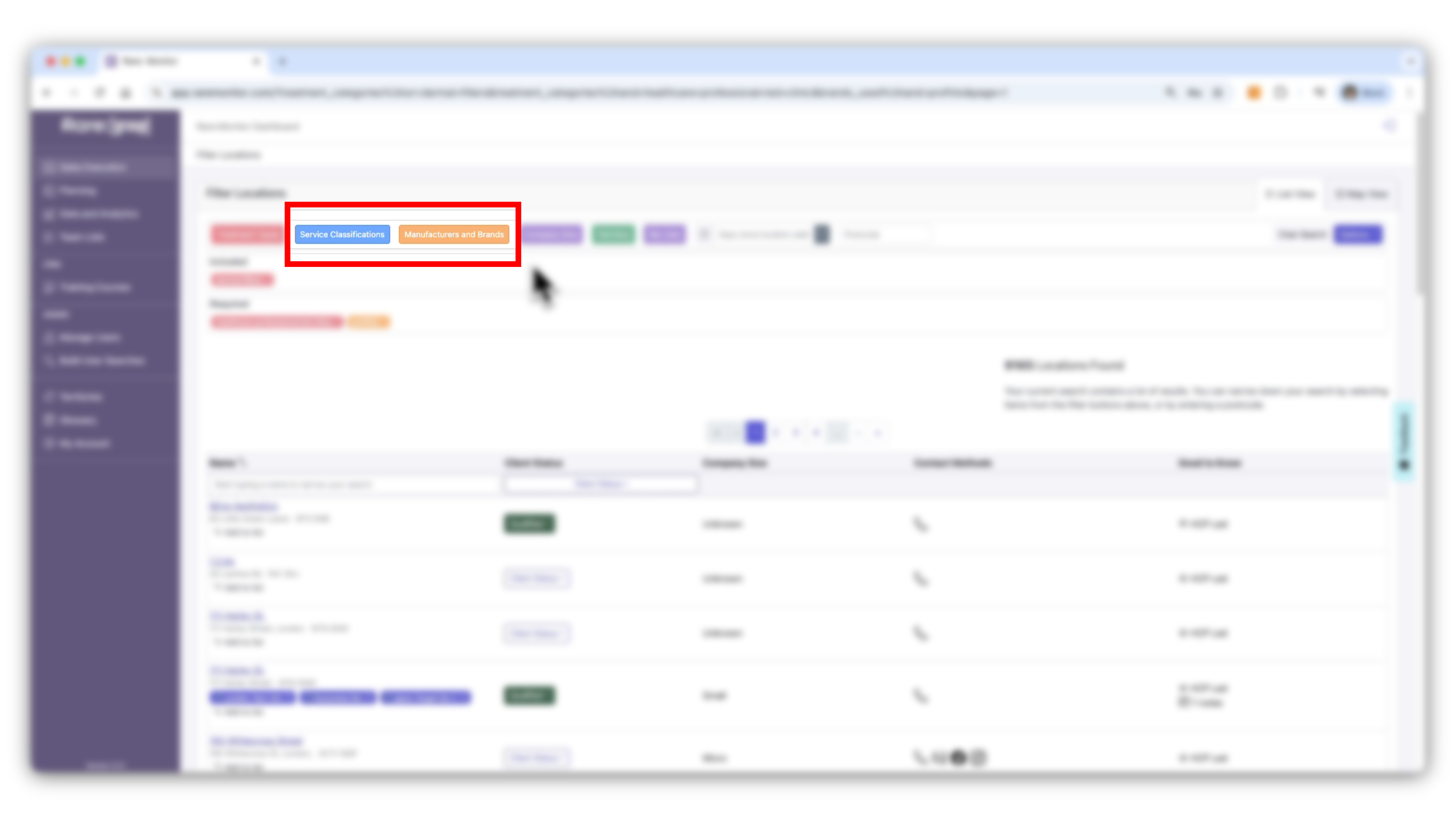 Screenshot from the Rare.Monitor how-to guide for Using Filters, illustrating "Refine by Classification and Brands".