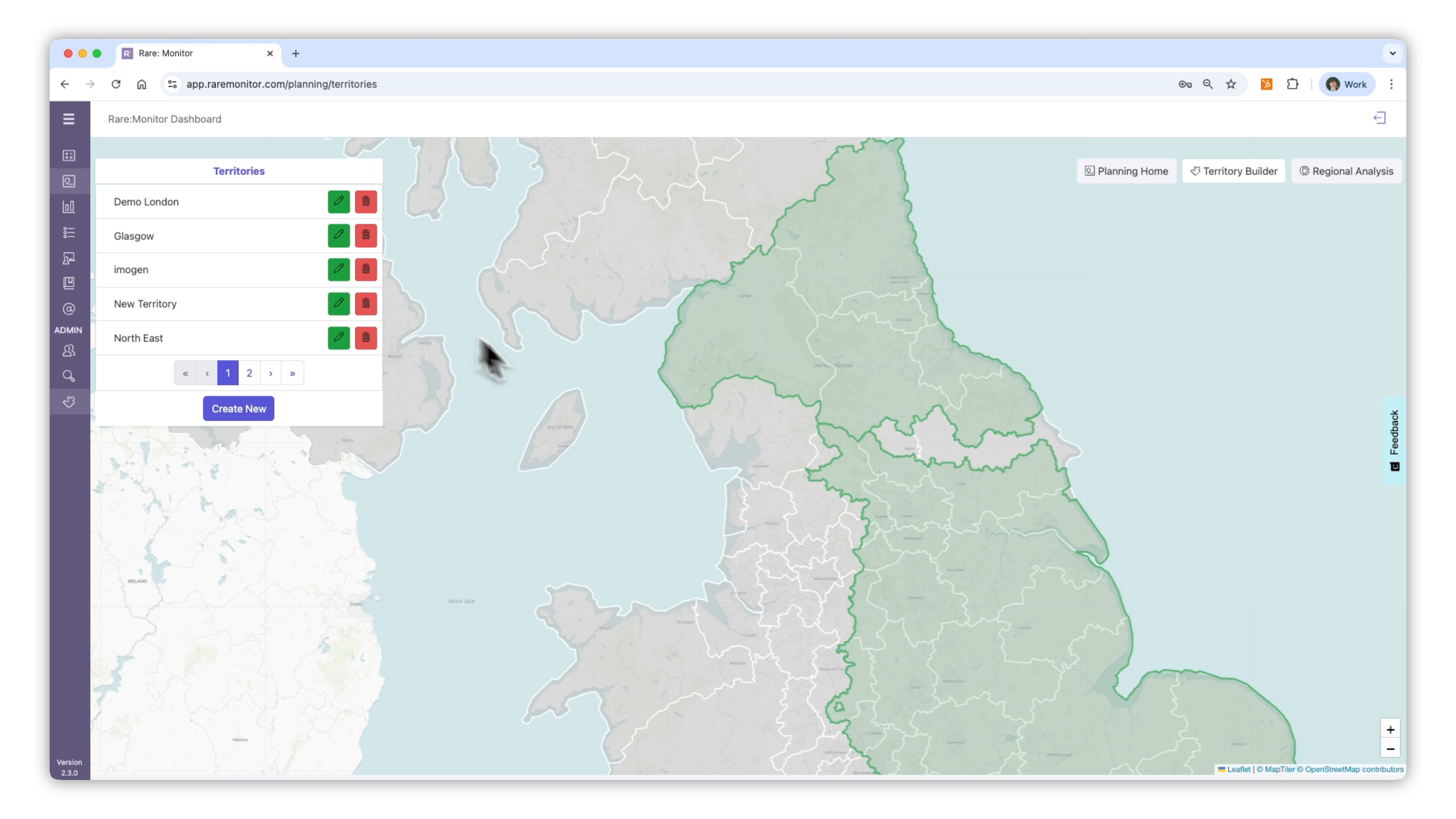 First-step screenshot from the Territory Building & Mapping lesson, showing the relevant area of Rare.Monitor.