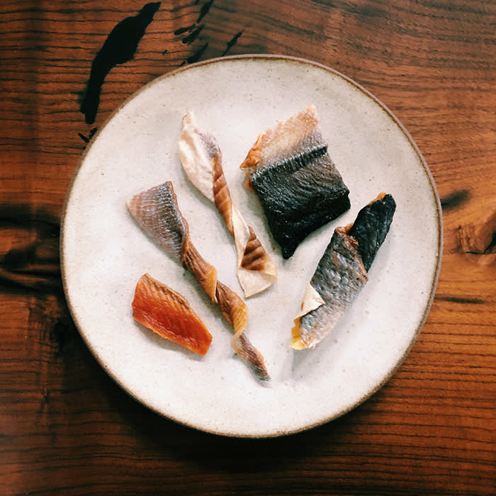 salmon on a ceramic plate