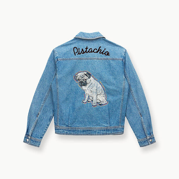 Denim jacket custom pet portrait