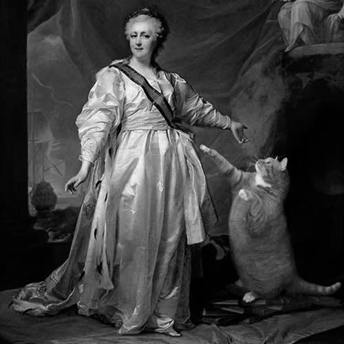 A painting of Catherine the Great with a cat