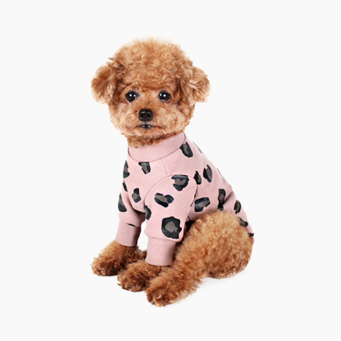 pink shirt with cheetah print pattern