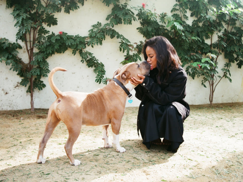 Taylour Paige and her rescue Pit Bull
