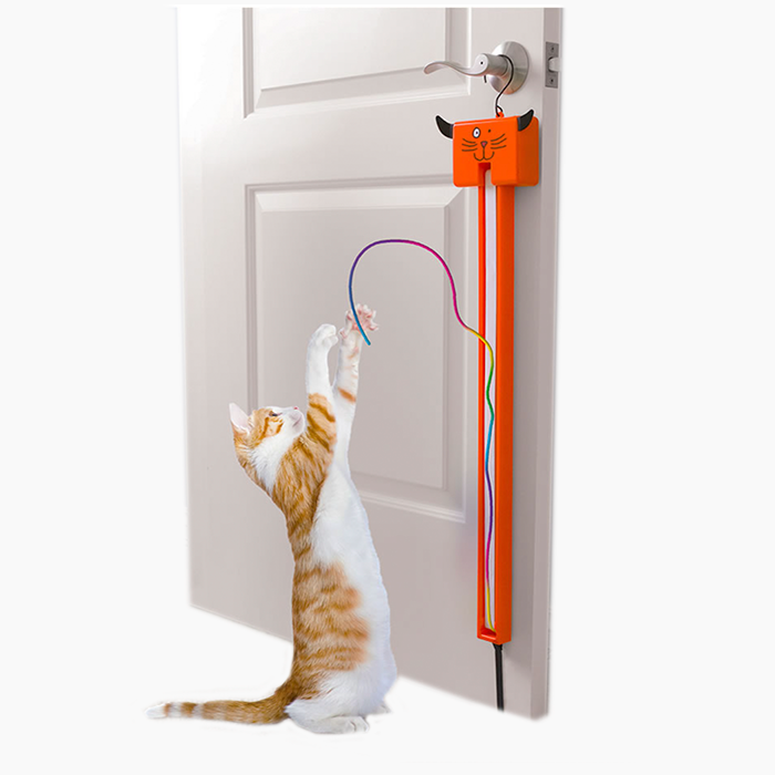 Adoric Cat Toys for Indoor Cats,Interactive Cat Toy USB Charging Auto/Remote Mode Timed with Colorful LED Light Wheels 6 Feathers Kitty Gadget Electronic Moving Cat Toys 