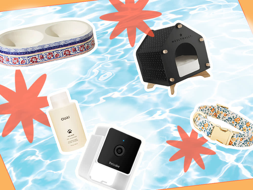 sale products on blue water background