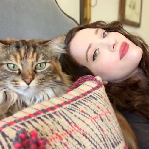 kat dennings with her cat millie
