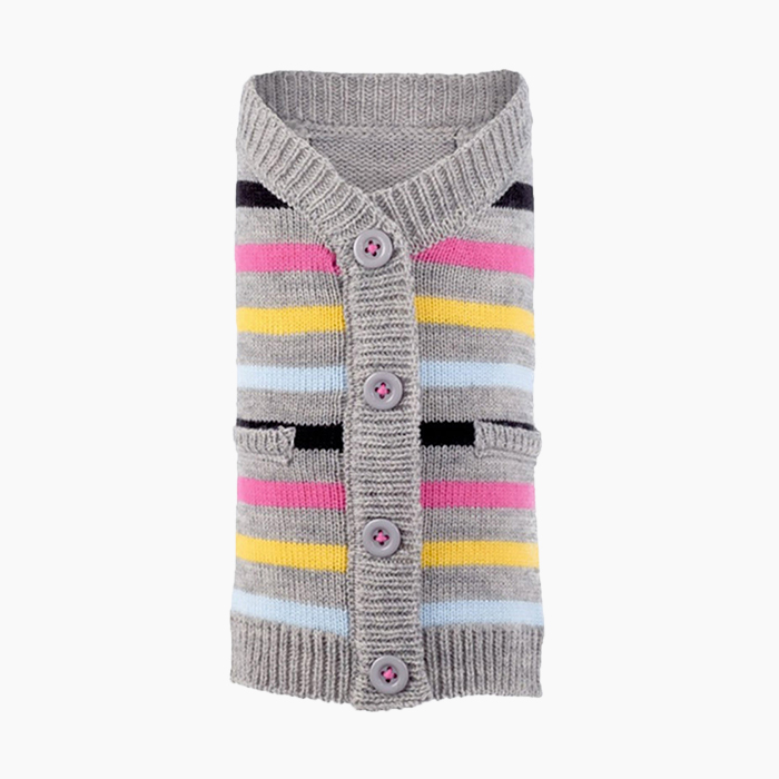 striped sweater in gray