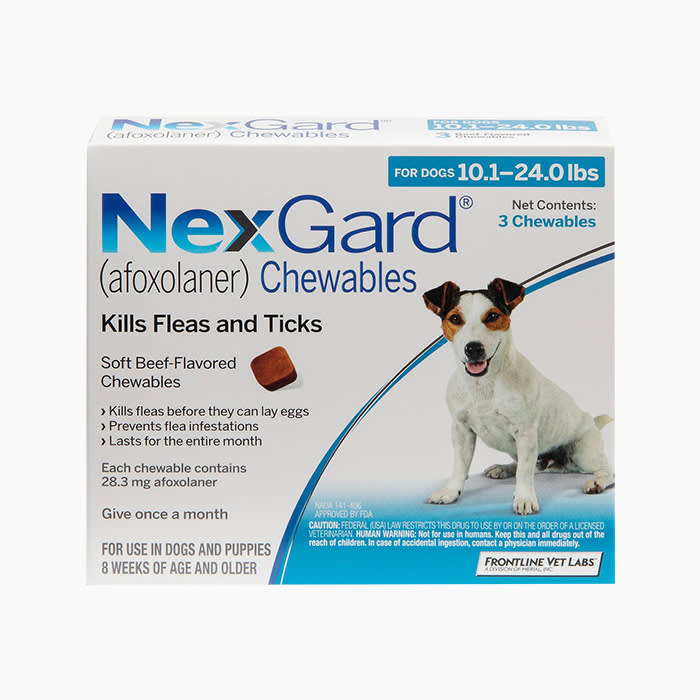 the flea and tick medicine in a white box