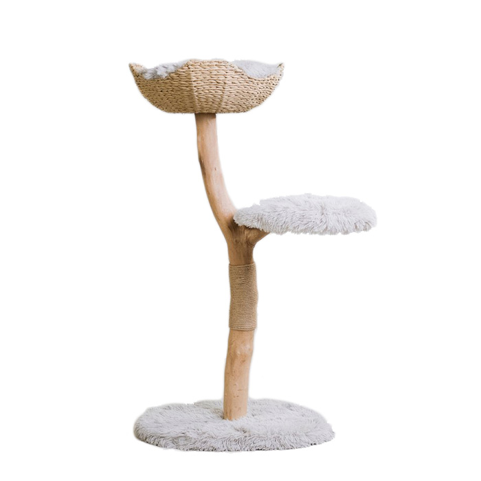 Mau Uni 41-in Faux Fur Basket Bed Cat Tree, Gray
