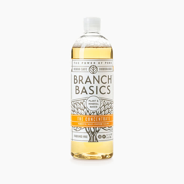 branch basics cleaner in clear bottle