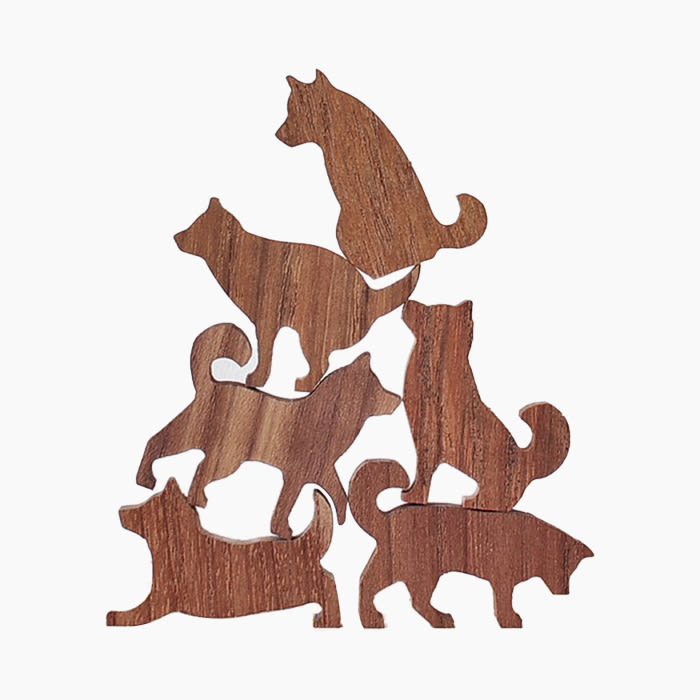 Comma Small Wooden Dog Stack Game