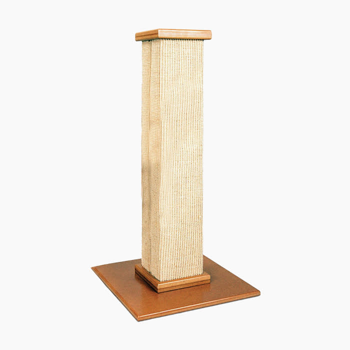 Cat scratching post with wooden base