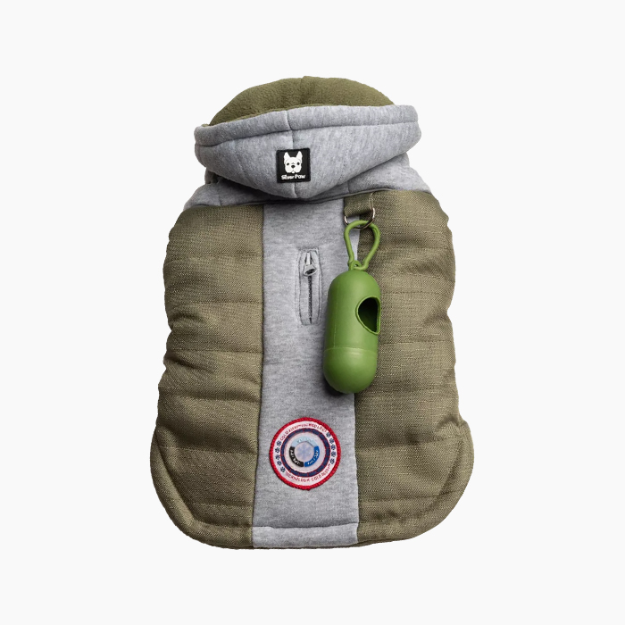 dog puffer vest in khaki