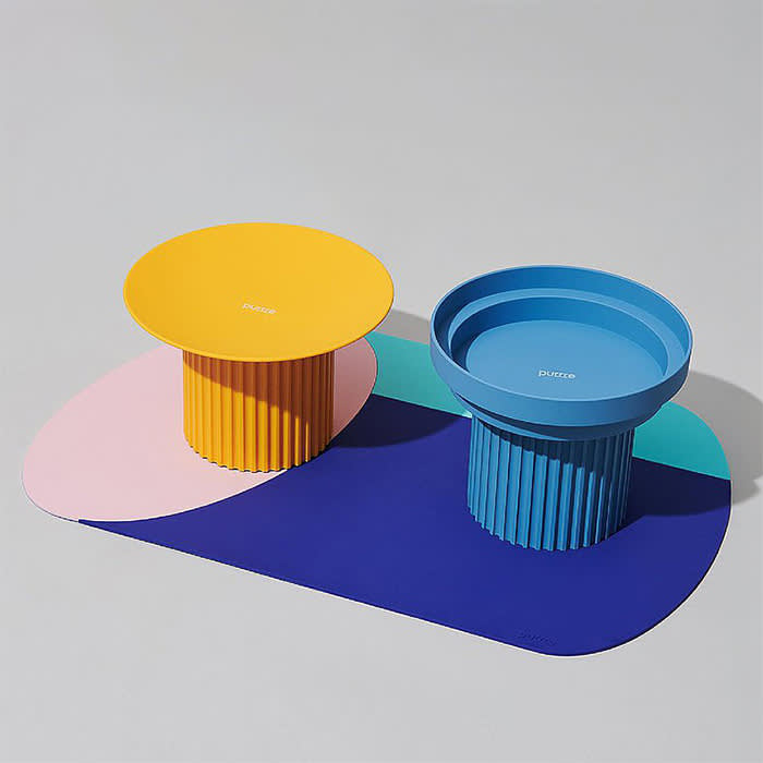 cat bowl, mat, plate set