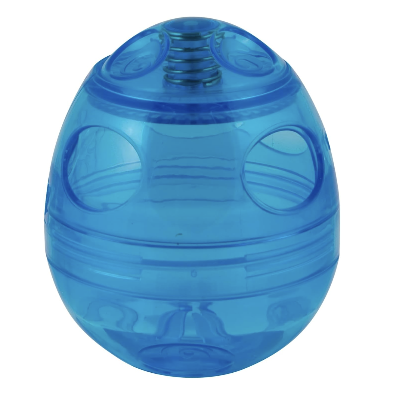 a picture of a blue plastic egg cat toy