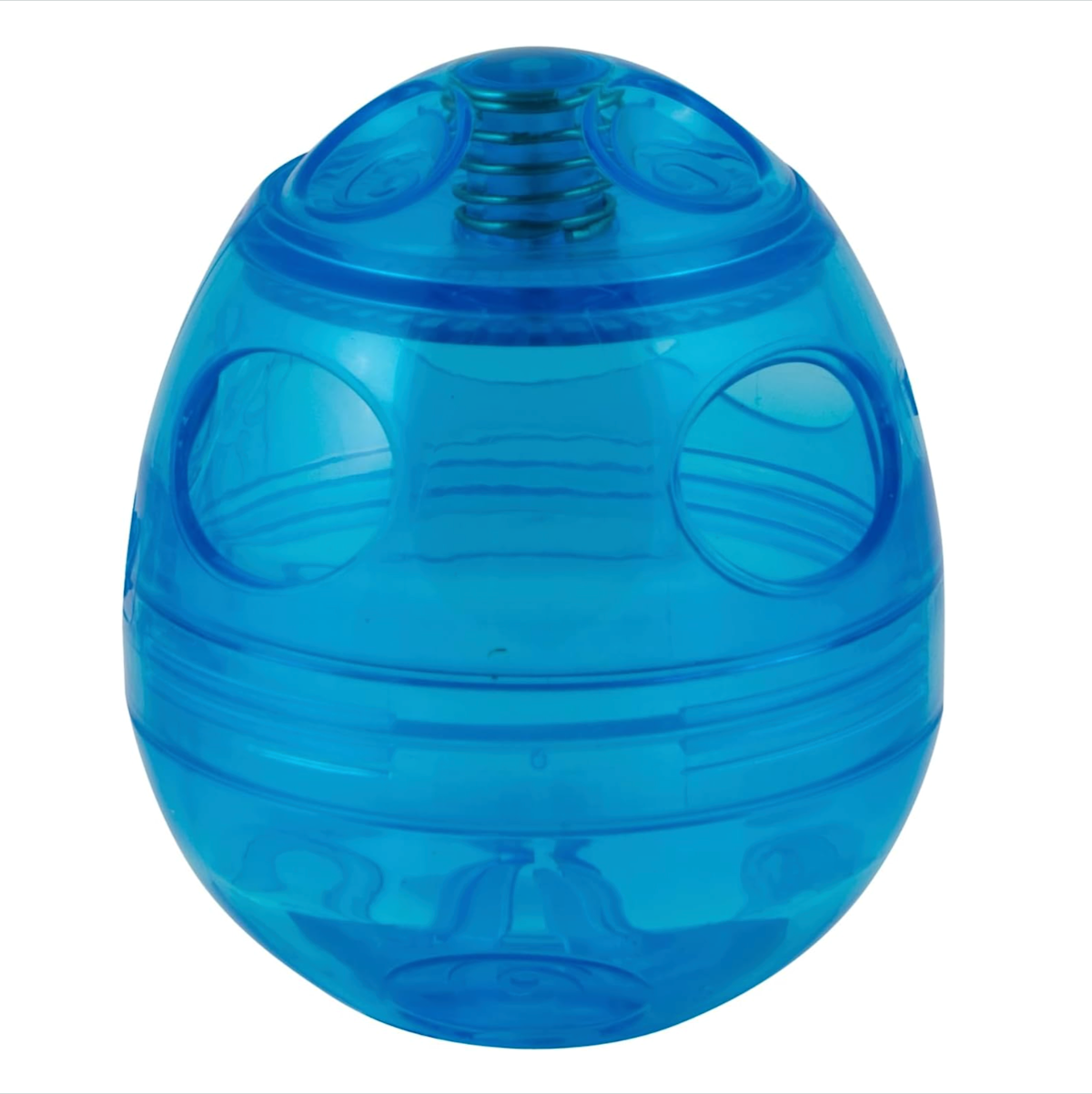 a picture of a blue plastic egg cat toy