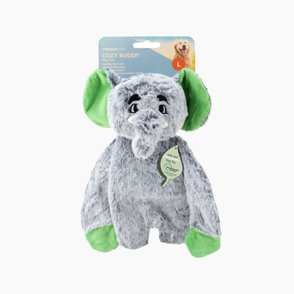 Vibrant Life Safe & Sustainable Cozy Buddy Elephant Dog Toy