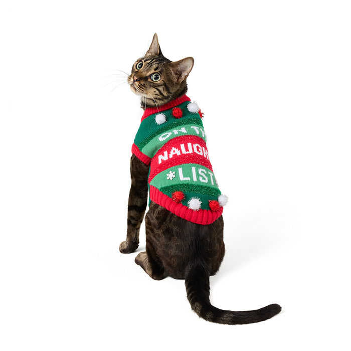 Cat naughty list Christmas sweater