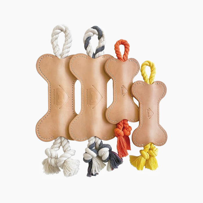 house dogge blonde leather rope toys